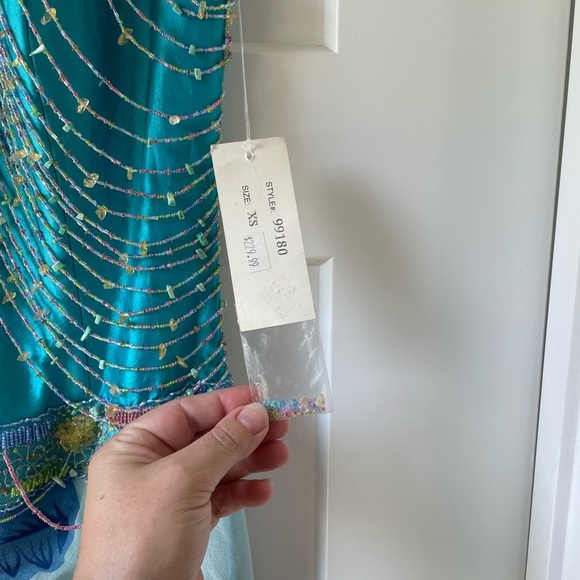 Vintage Y2K Silk Beaded Maxi Dress – Ibiza-Ready Glamour, Oceanic Elegance - Picture 7 of 14